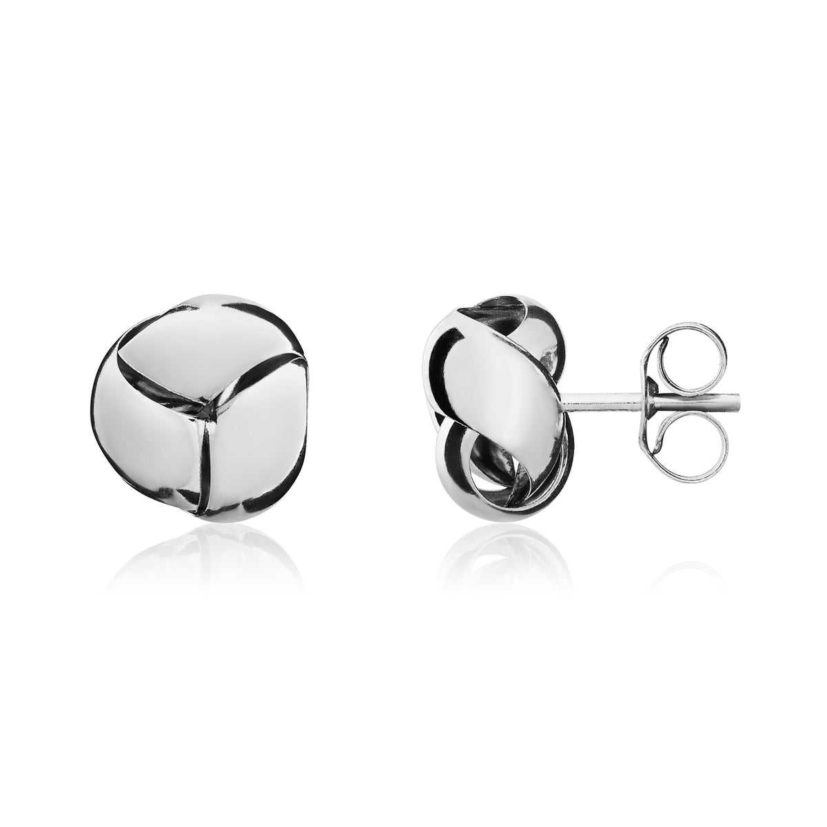 9ct White Gold Smooth Finish Knot Stud Earrings