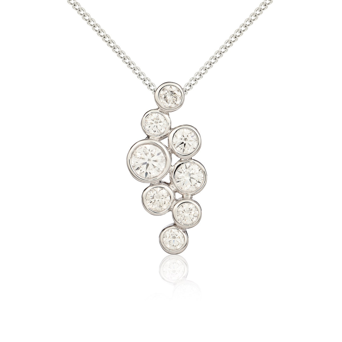 18ct White Gold Round Diamond 'bubble' Pendant