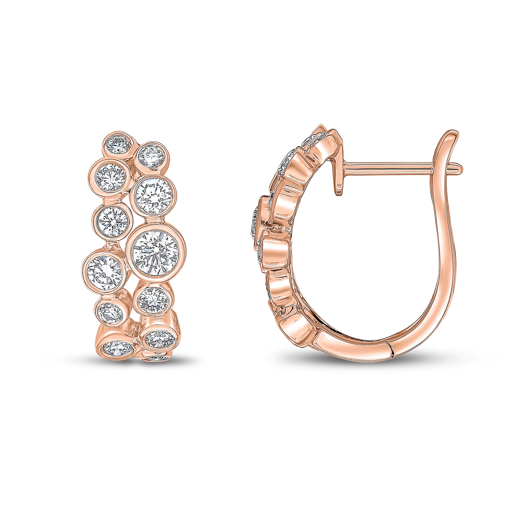 18rg Diamond Bubble Hoop Earrings