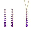 Elements Gold Trillion and Pear Amethyst Set