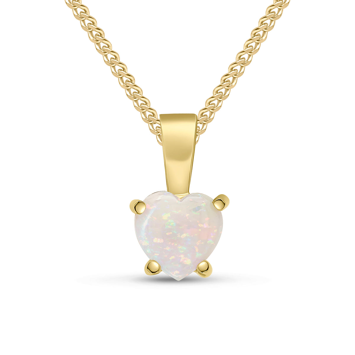 9ct Yellow Gold 6mm Heartshape Opal Claw Set Pendant