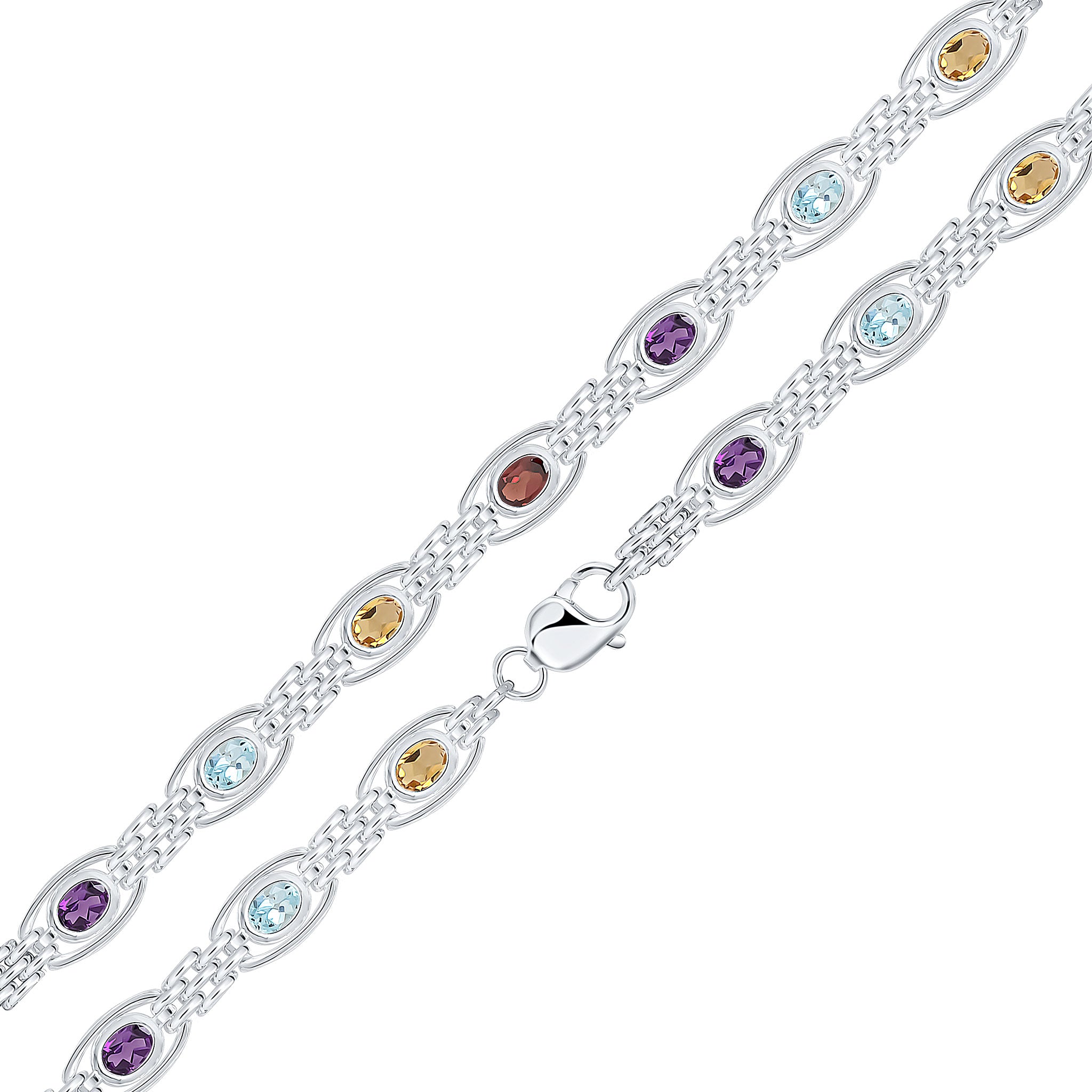 Silver 9mm Mix Stone Gate 7.5"