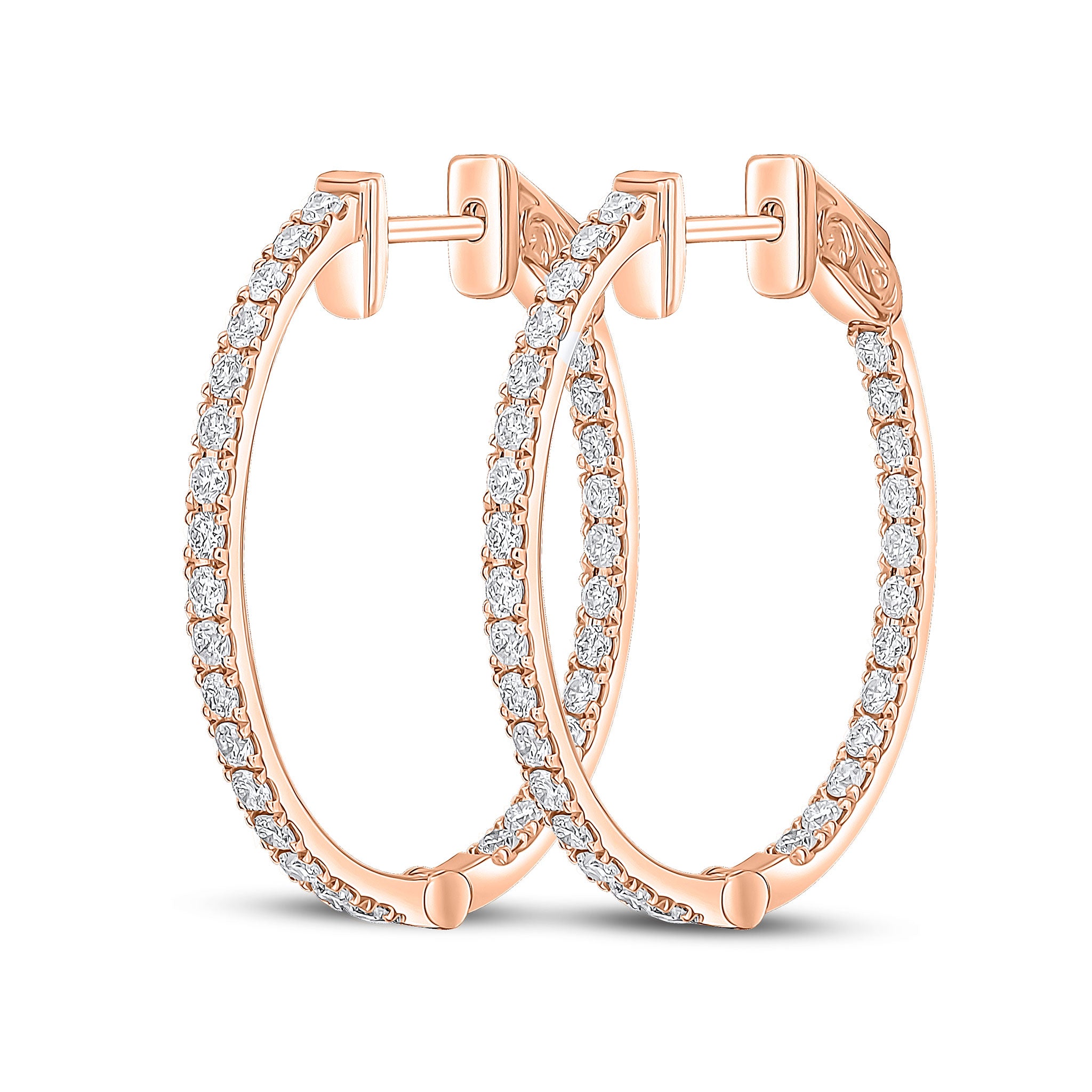 18rg Diamond Oval Full Hoop Earrings