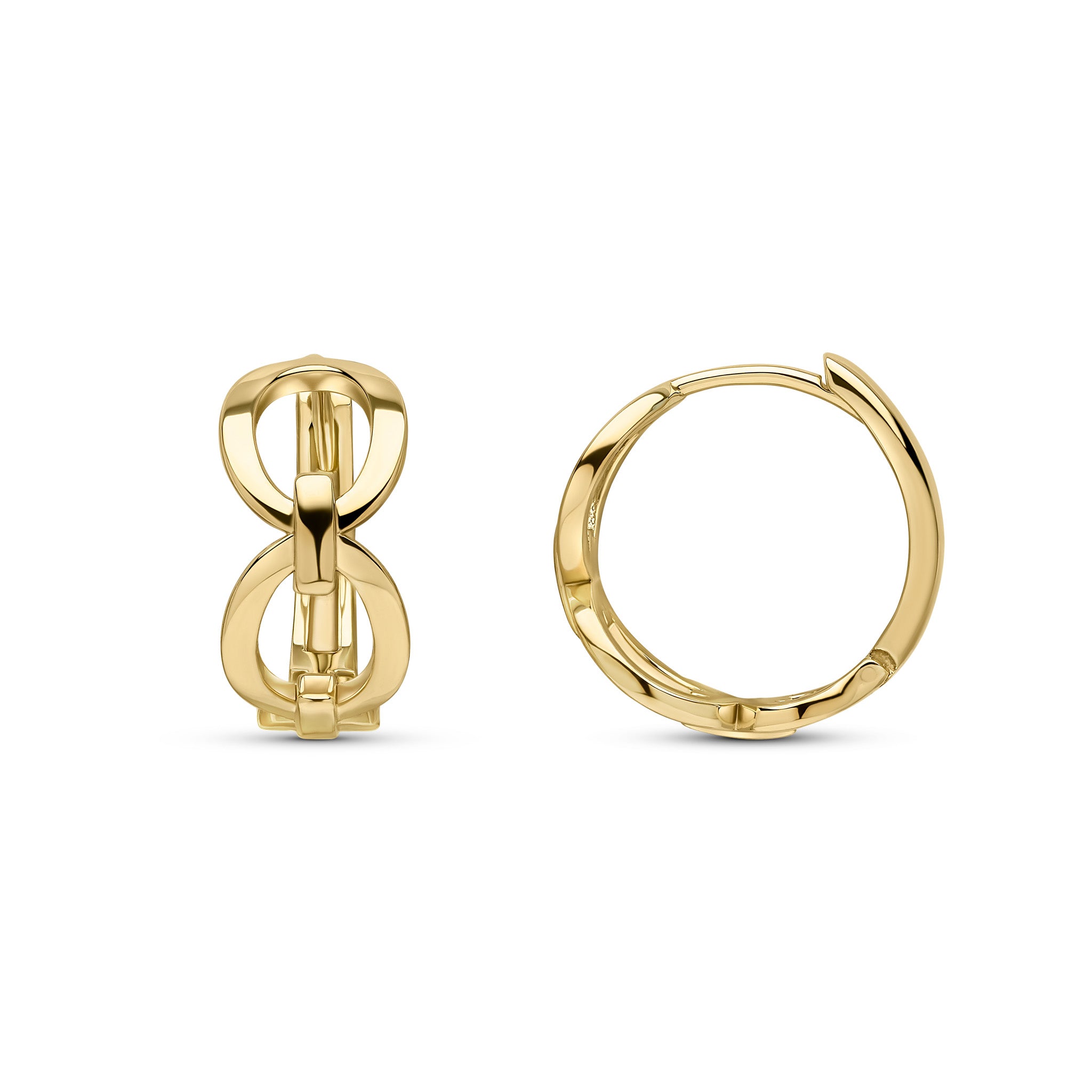 9ct Yellow Gold Oval & Bar Hinged Huggy Earrings