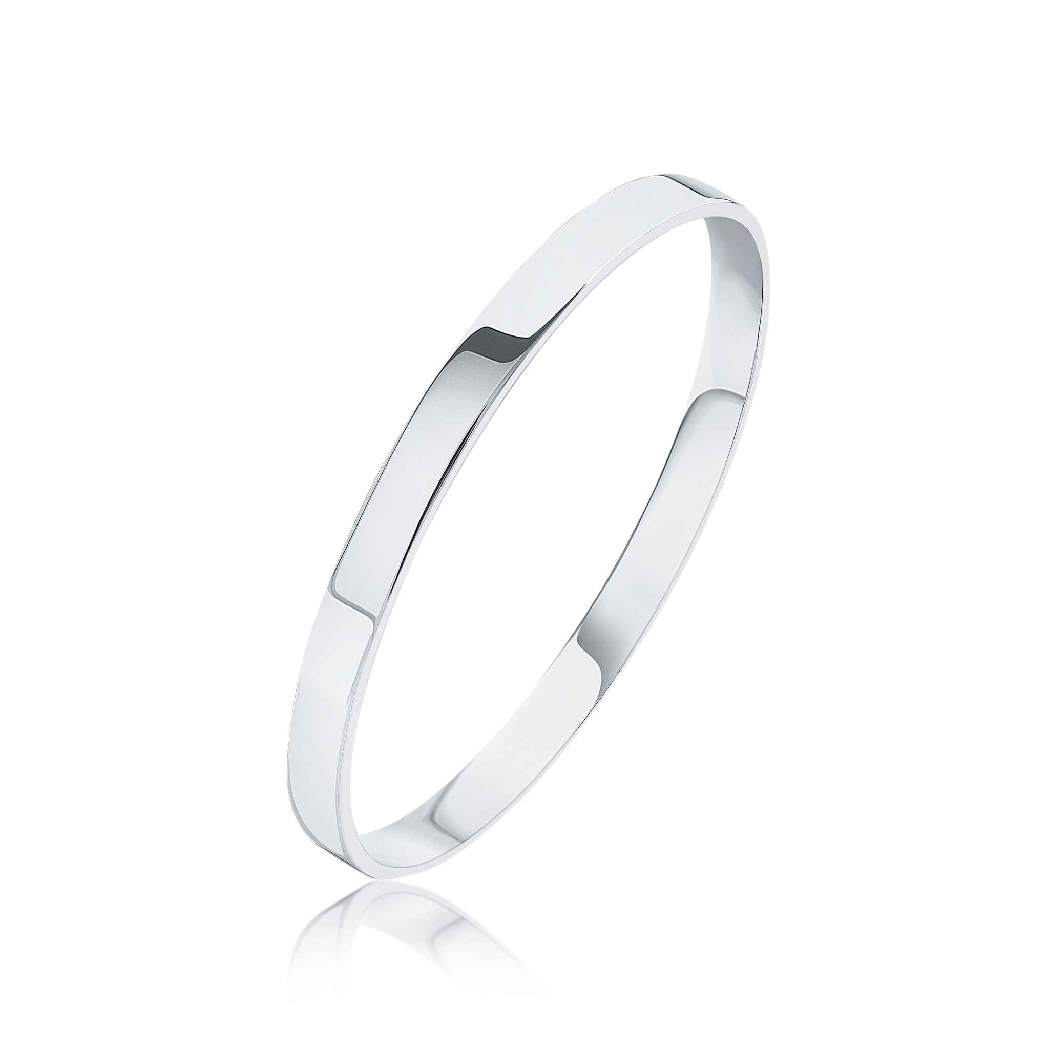 925 Sterling Silver Flat Profile Slave Gents Men's Bangle, 6mm