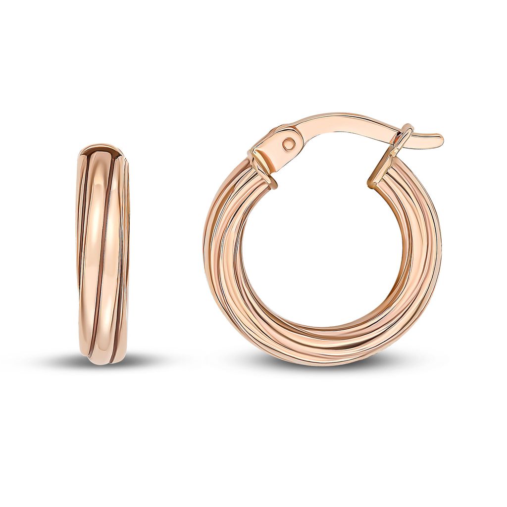 9ct Rose Gold Twist Hoop Earrings. 16mm Outer Diameter