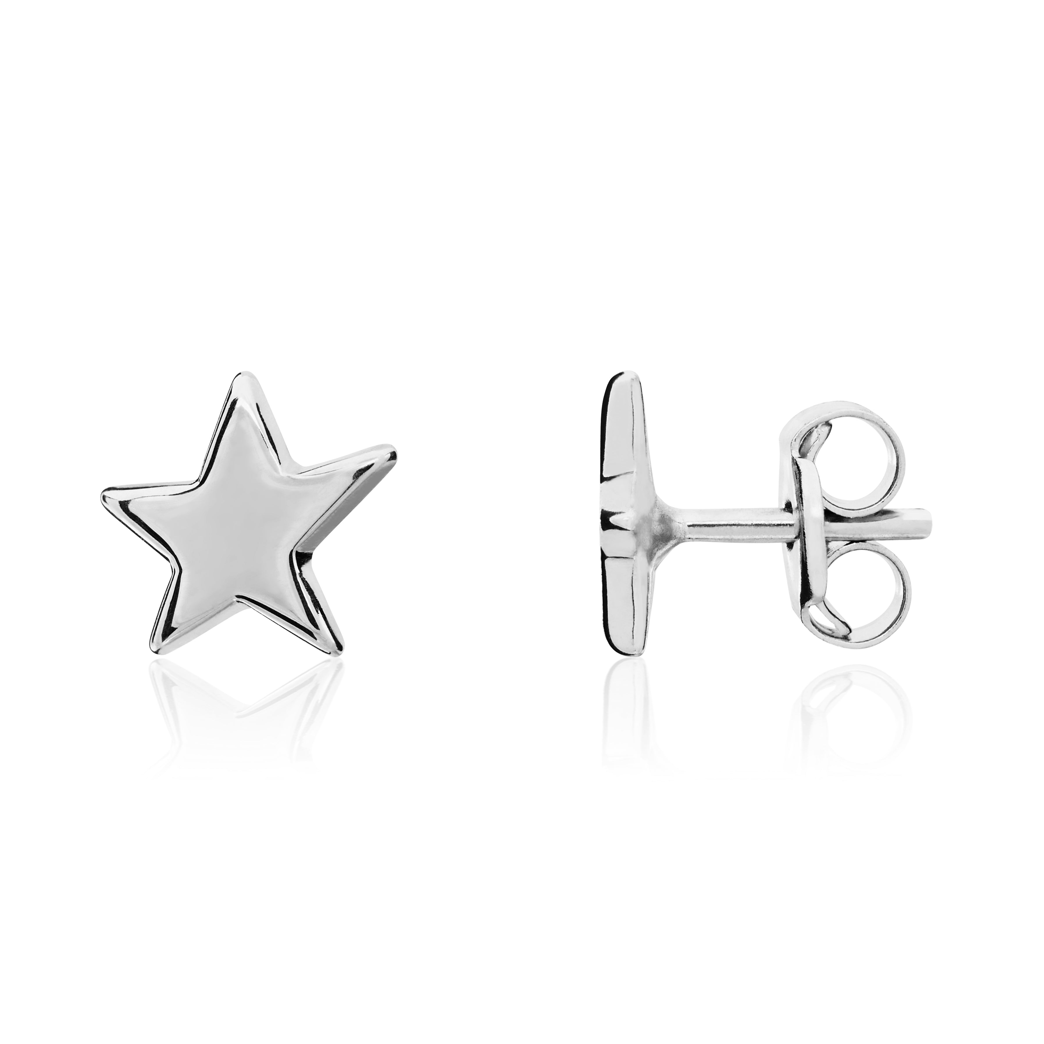 9ct White Gold Polished Flat Star Earstuds