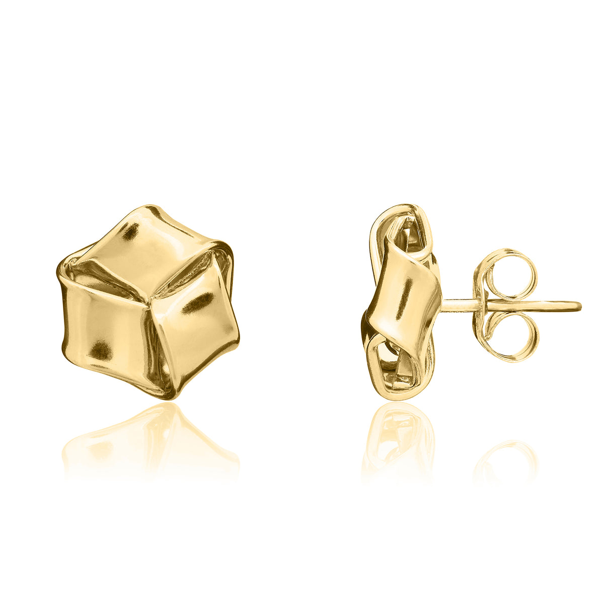 9ct Yellow Gold Polished Flat 9mm Knot Earrings Discontinued