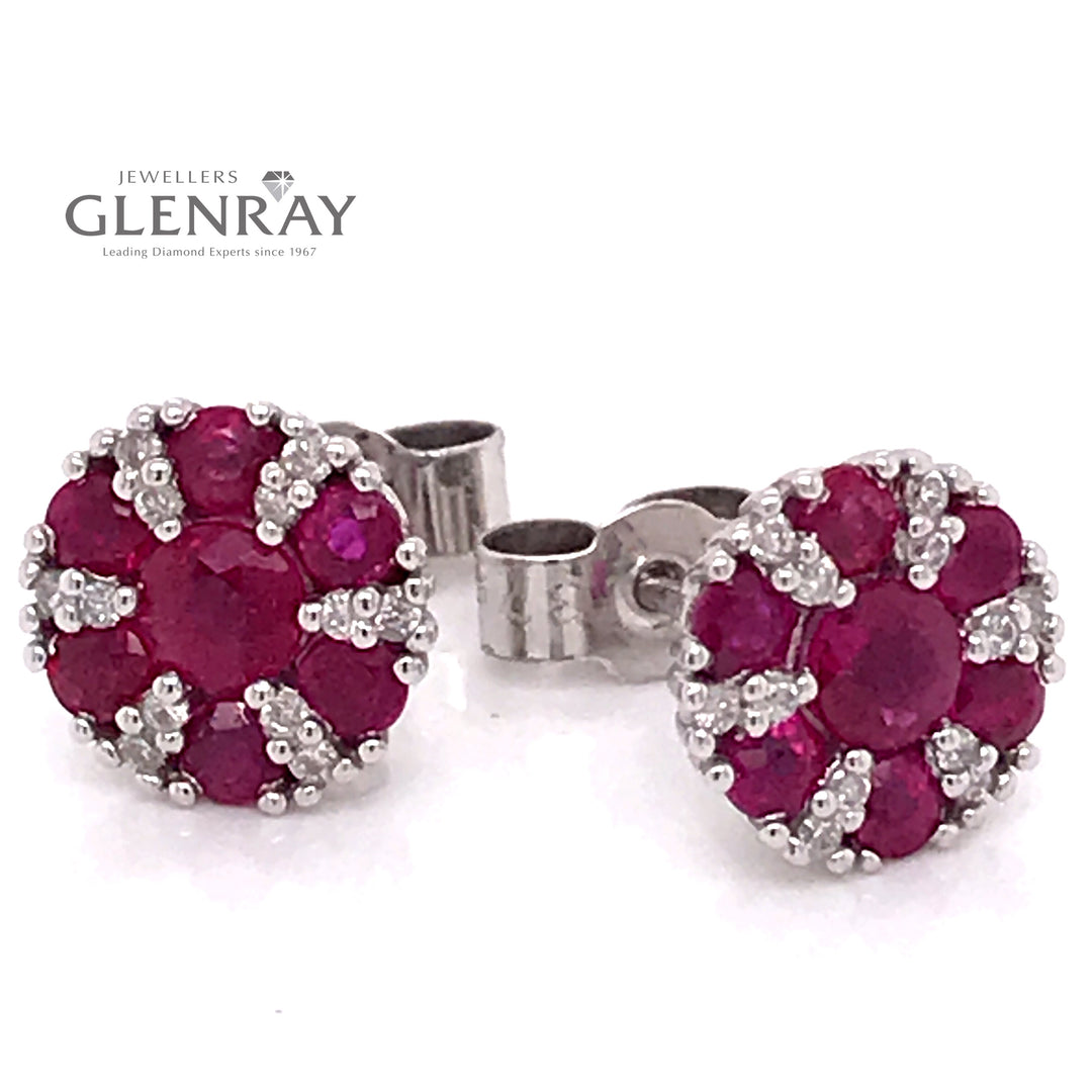 BUNDLE store for Jilliganstreasures- 10kWhite Gold Diamond Earrings & 10k Ruby Ring